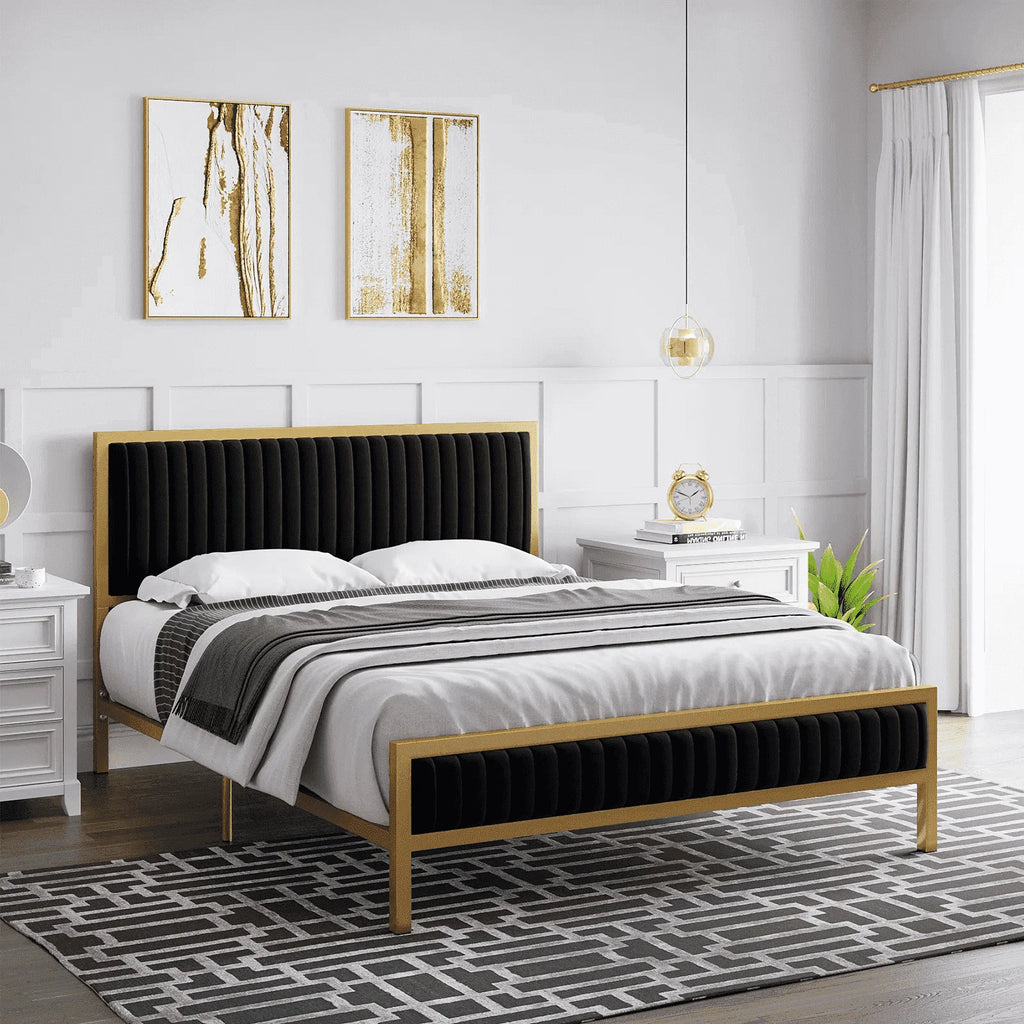 Full Size Velvet Upholstered Platform Bed Frame I9747