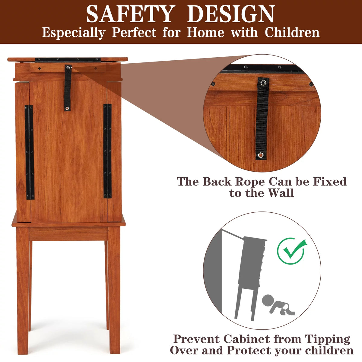 Jewelry Cabinet Armoire & Storage Organizer 5 Drawers A309077