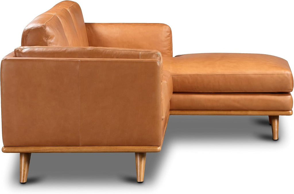 Saddle Tan Right-Facing Sofa Sectional, 90 inches X395