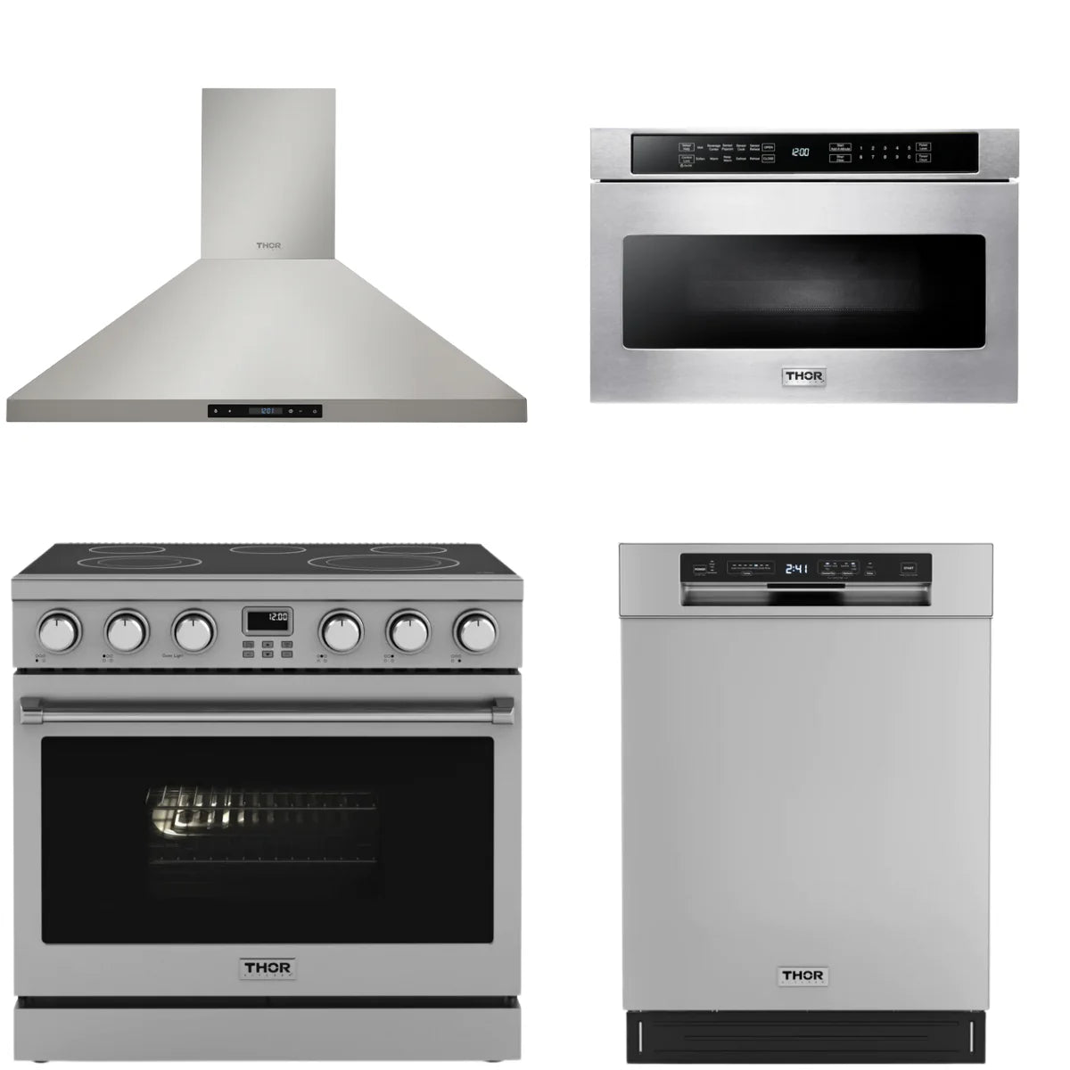 36 Electric Range, Range Hood, Dishwasher and Microwave U219107