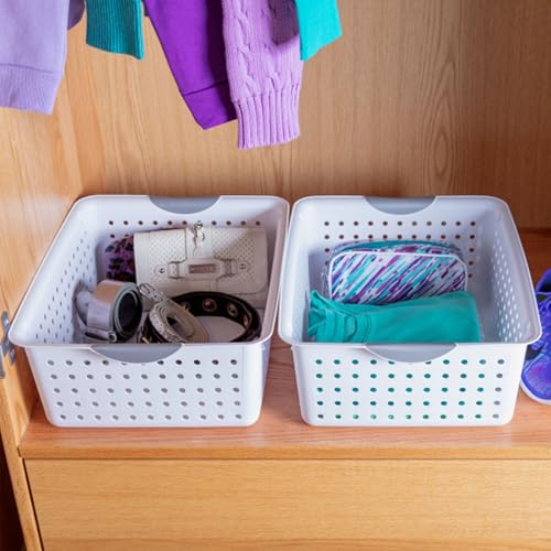 6-Pack White Plastic Storage Basket J156954