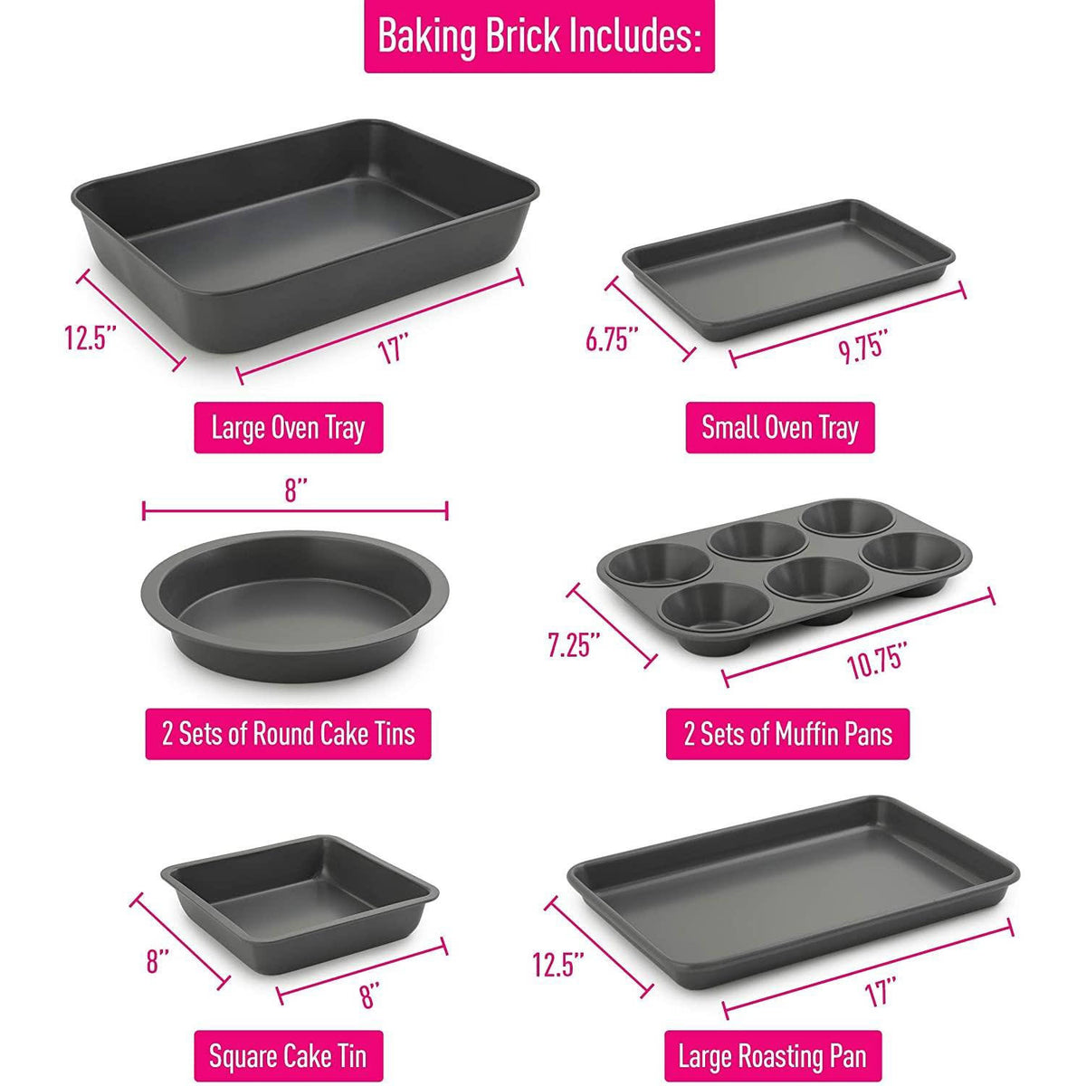 8 Piece Nonstick Carbon Steel Baking Pan Set K638