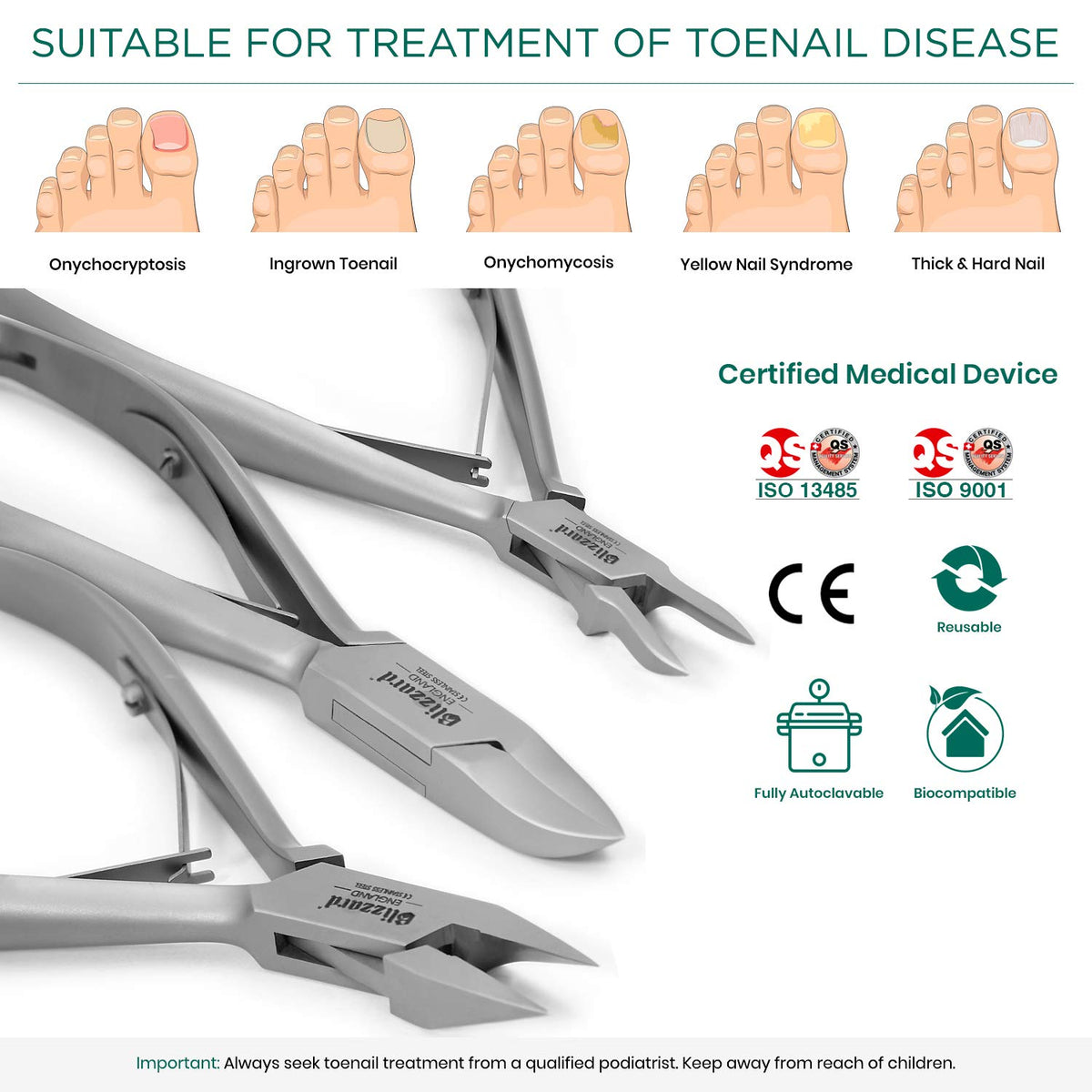 3-Piece German Forged Podiatry Nail Clippers Pack of 2 E881526