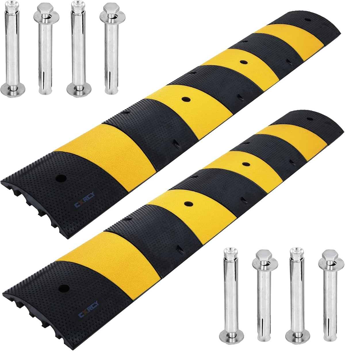 6FT Rubber Speed Bumps 2 Pack Heavy Duty Cable Protector Ramp with 8 Bolts G64303