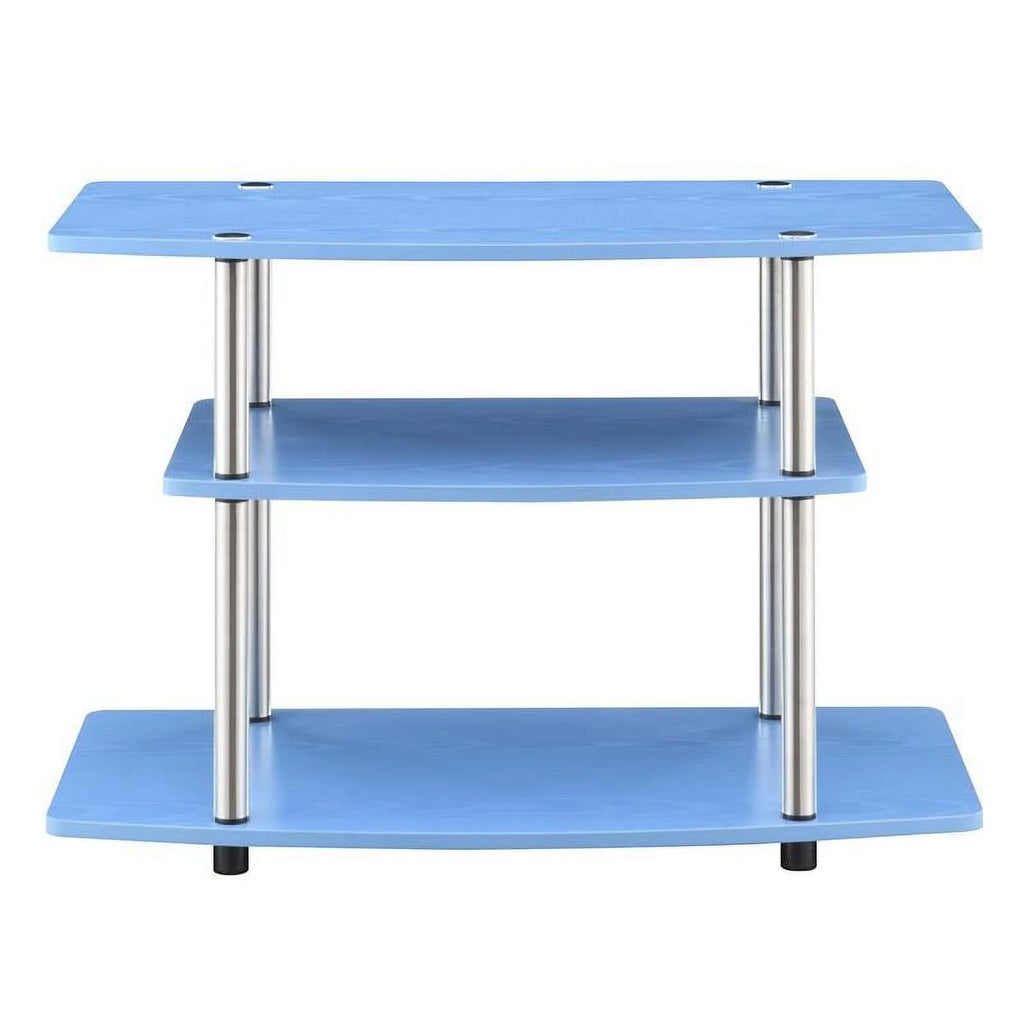 3 Tier Wood 32" TV Stand in Blue and Chrome B16026