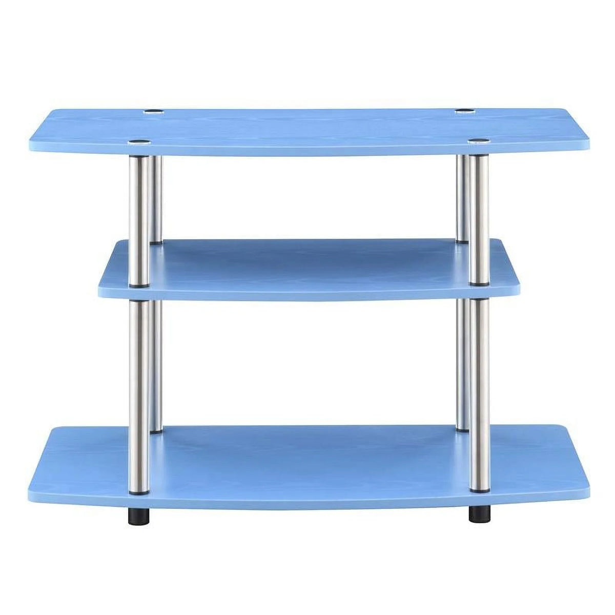 3 Tier Wood 32" TV Stand in Blue and Chrome B16026