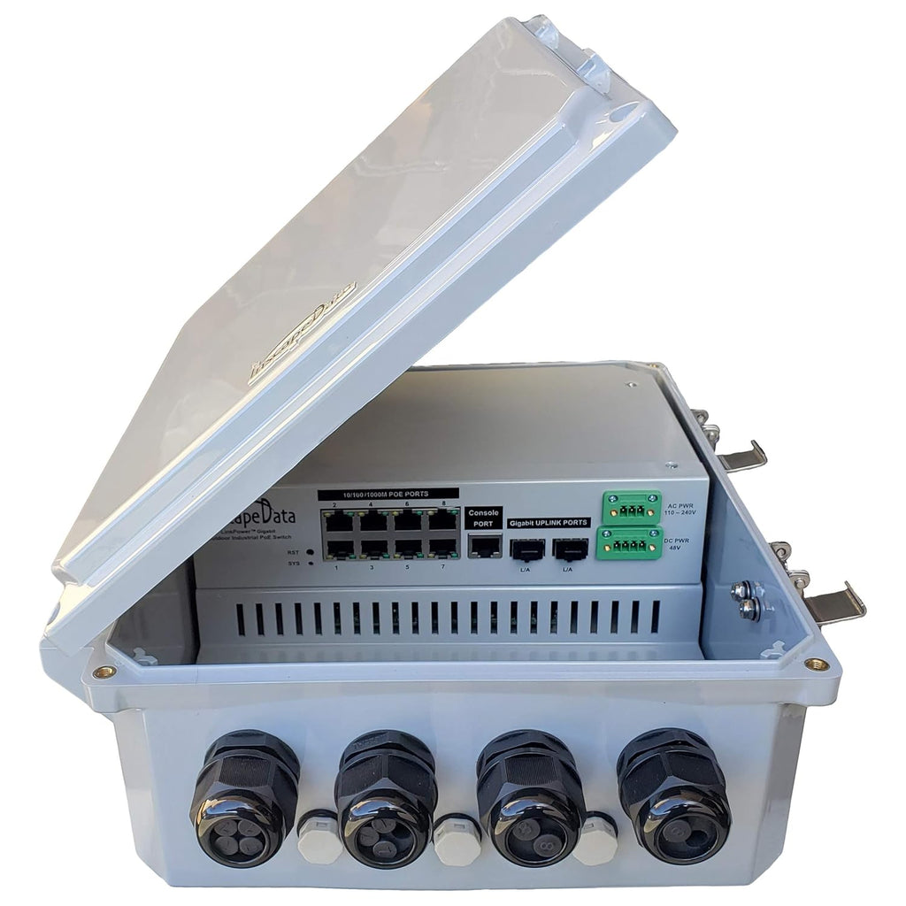 Outdoor 10-Port Managed Gigabit PoE Switch with 2 SFP Fiber Uplink Ports B7157