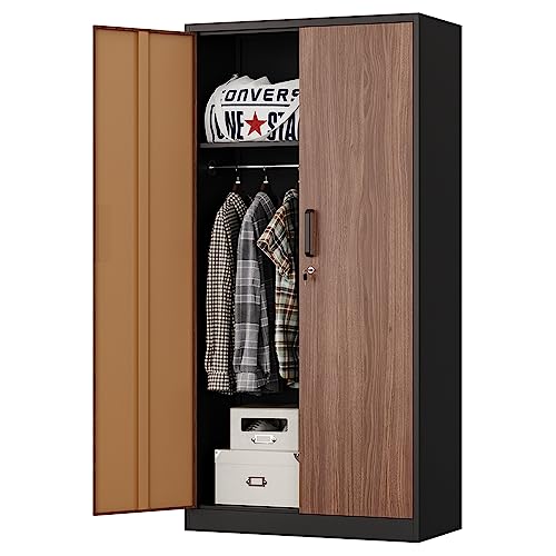 Steel Cabinet Wardrobe with Hanging Rod P49183