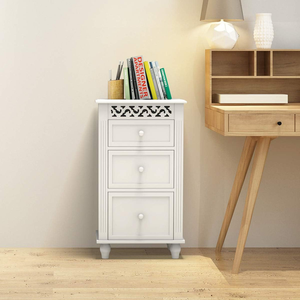 White 3 Drawer Wood Storage Cabinet T299