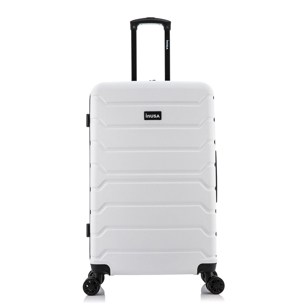 28" White Hardside Lightweight Luggage with Spinner Wheels V537974