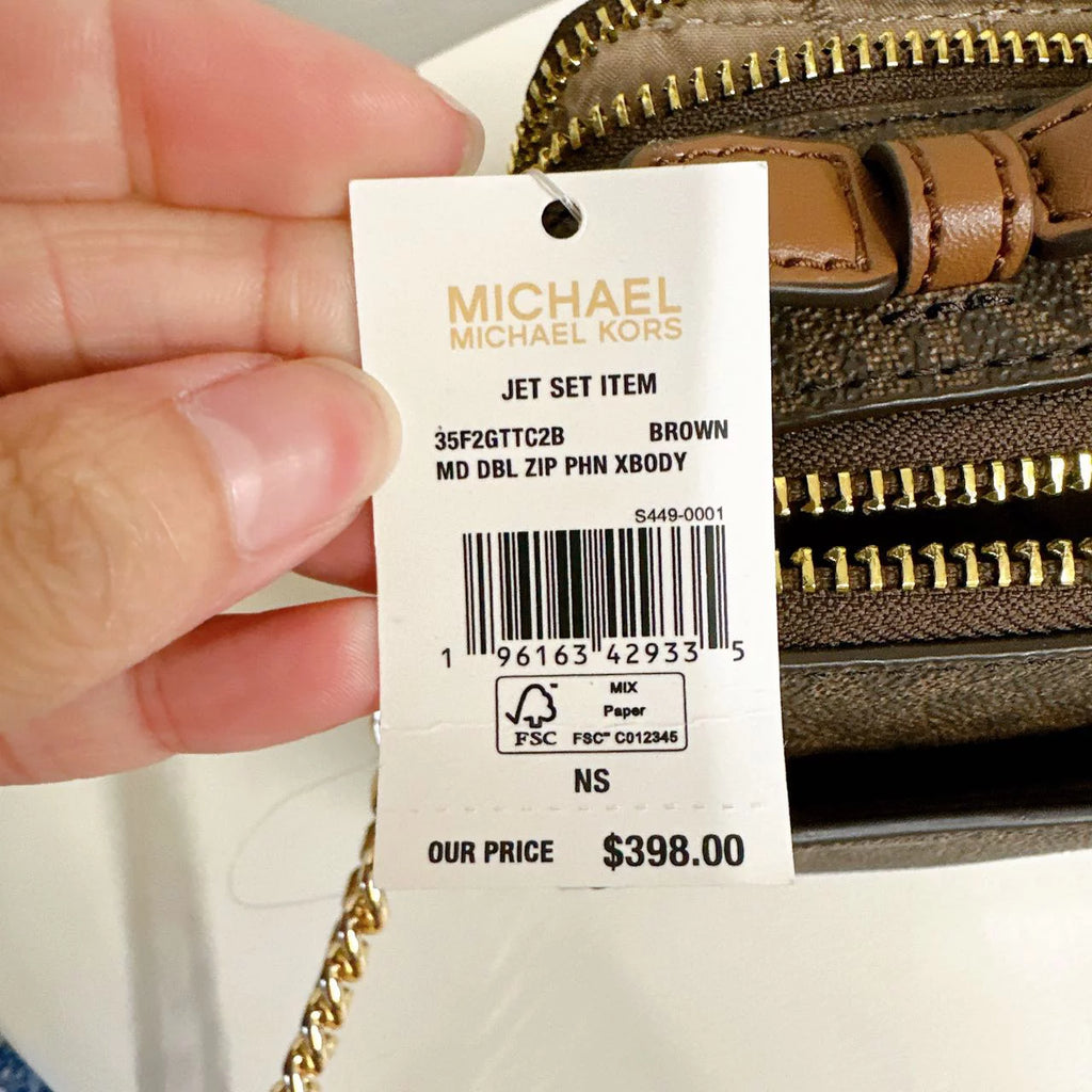 Brown Medium Double Zip Phone Crossbody D525890