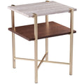 White Faux Marble Top End Table V95513