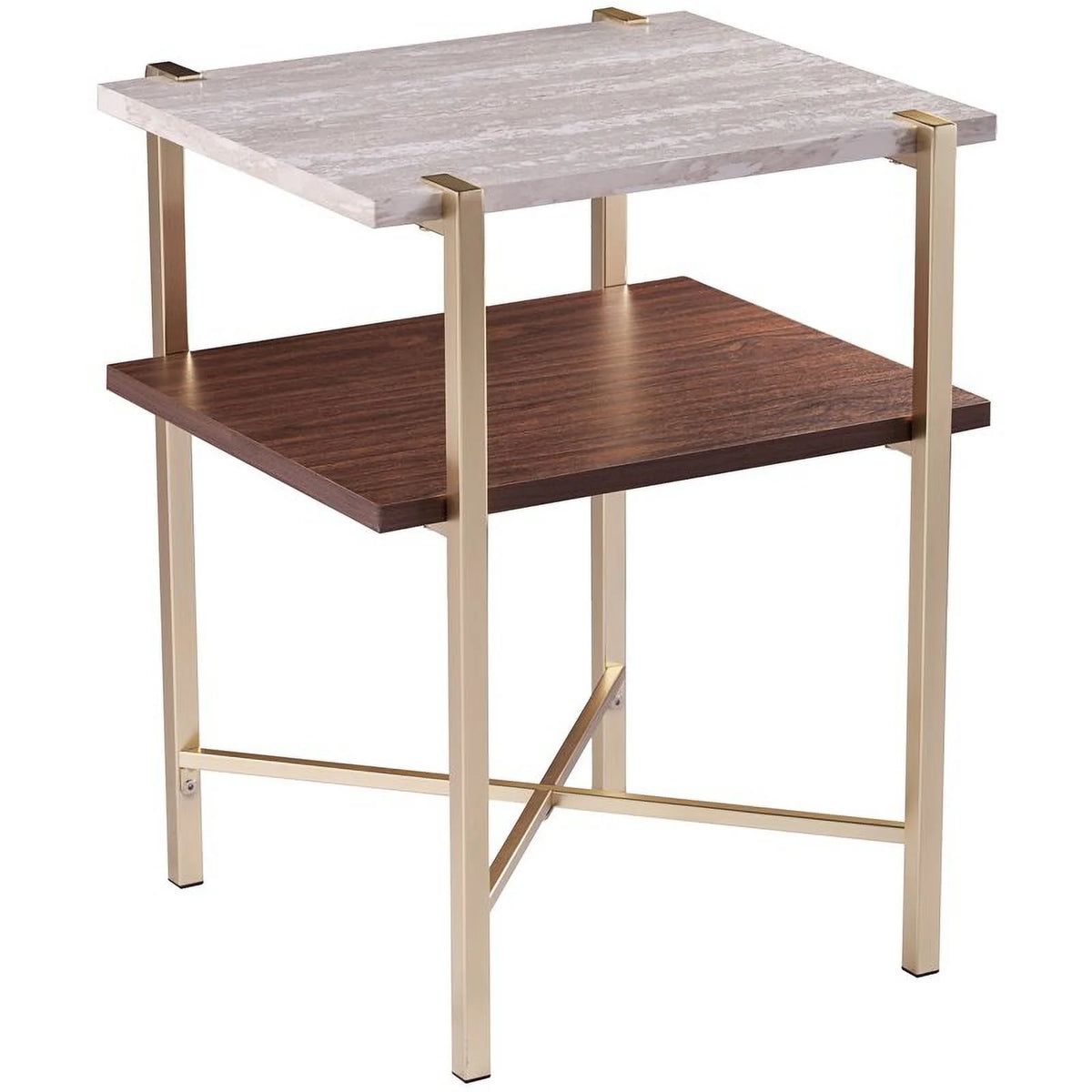 White Faux Marble Top End Table V95513