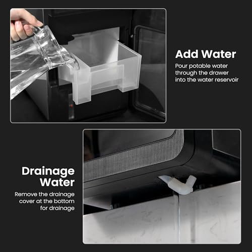 Clear Ice Cube Makers, 26Lbs/24H, Portable Countertop, Self-Cleaning, Black T38104
