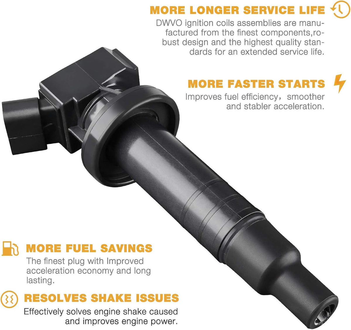Set of 4 Ignition Coil Pack for Toyota Camry Corolla Highlander Matrix RAV4 Solara, 2010-2012 Lexus HS250h, 2009-2010 Pontiac Vibe, 2005-2010 Scion TC 2.4L L4 Z97318