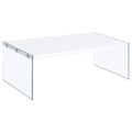 Rectangular Coffee Table with Clear Glass Legs White High Gloss Y653