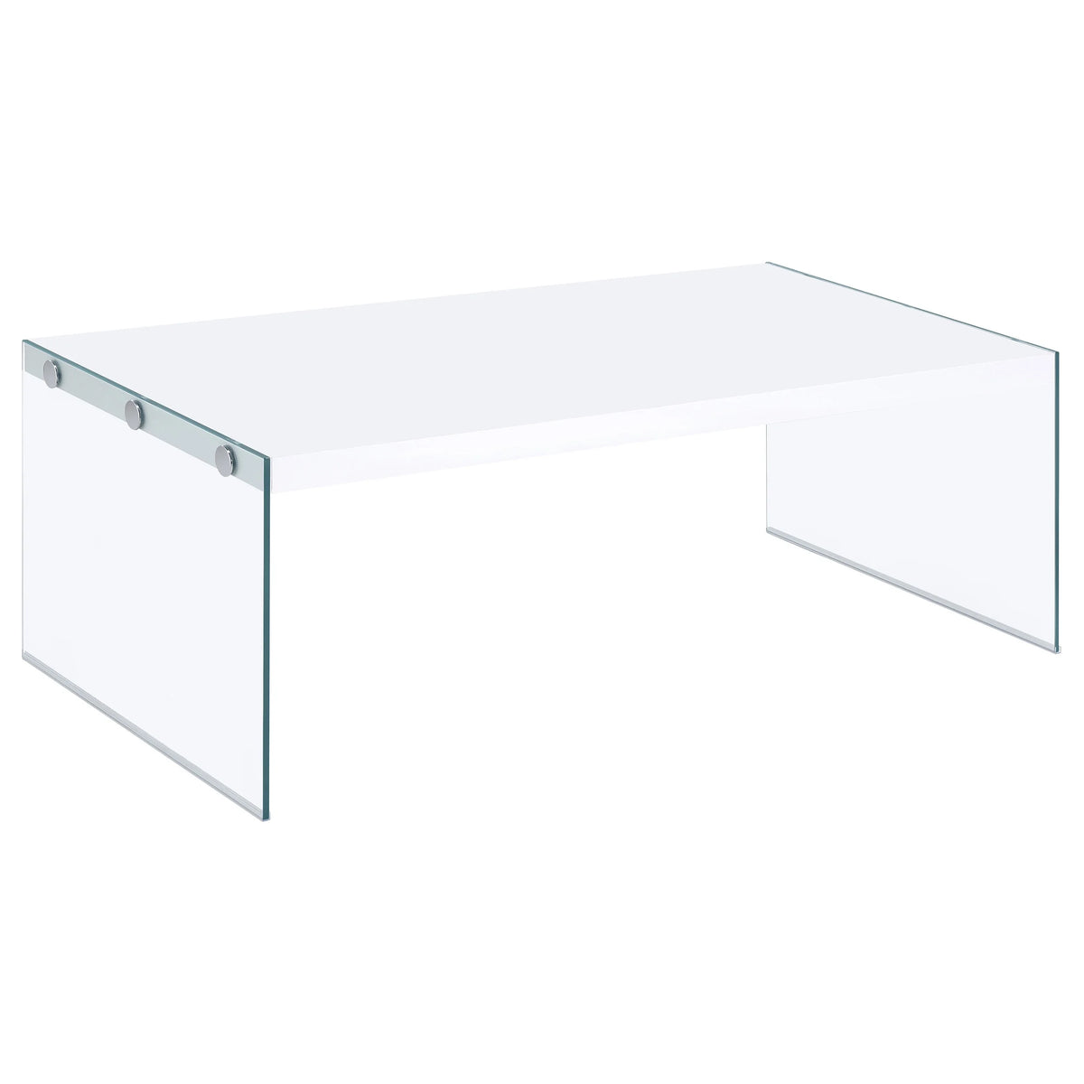 Rectangular Coffee Table with Clear Glass Legs White High Gloss Y653