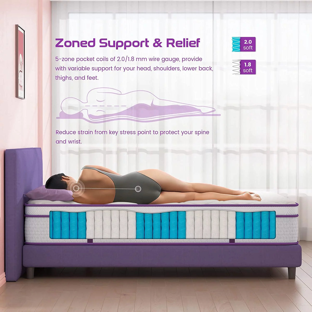 Queen Size 10 inch Hybrid Memory Foam Mattress T578