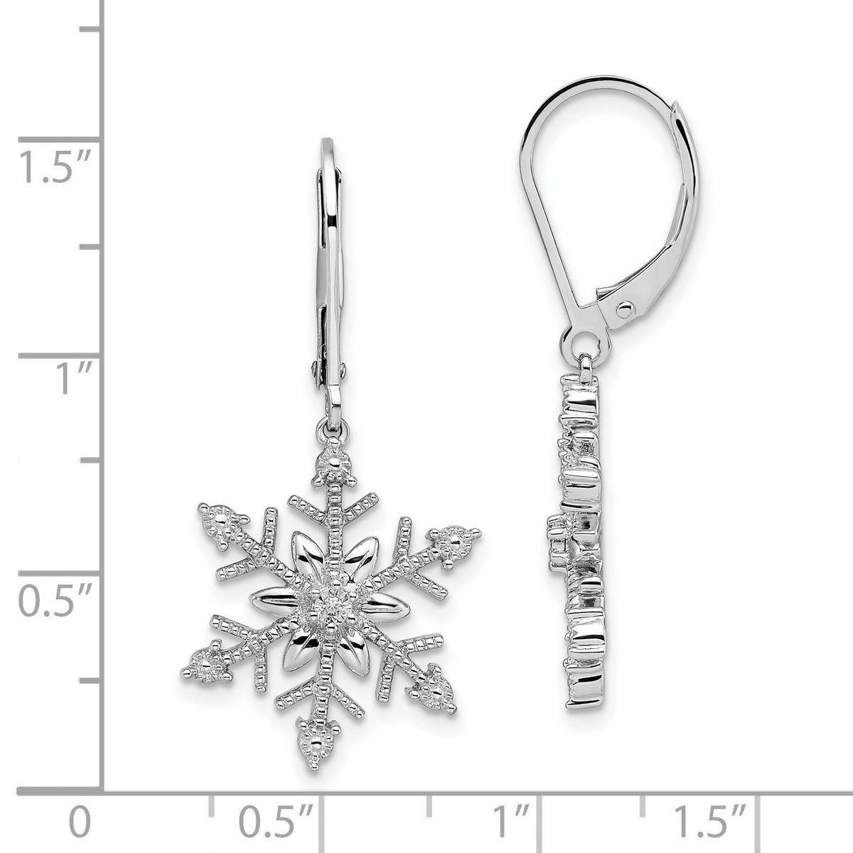 Sterling Silver Diamond Snowflake Leverback Earrings Q5562
