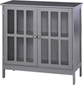 White Storage Sideboard Buffet Cabinet with 2 Transparent Doors Q259