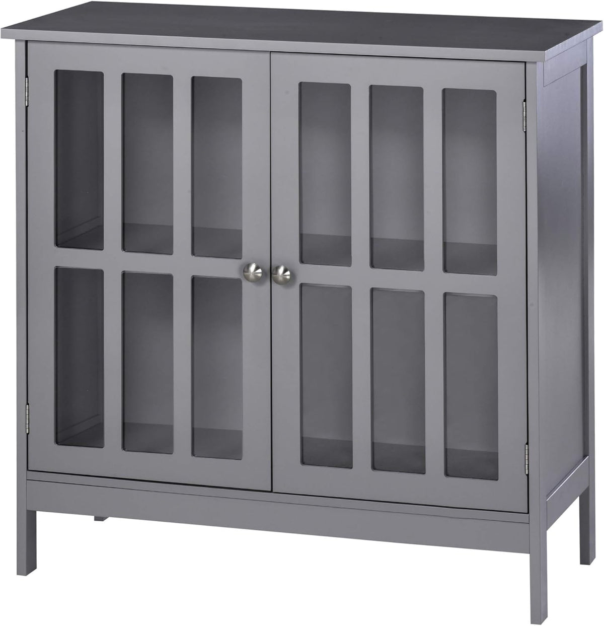 White Storage Sideboard Buffet Cabinet with 2 Transparent Doors Q259