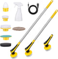 Electric Spin Scrubber Cordless Floor Scrubber with Adjustable Handle and 6 Replaceable Cleaning Brush Pack of 2 Q106833
