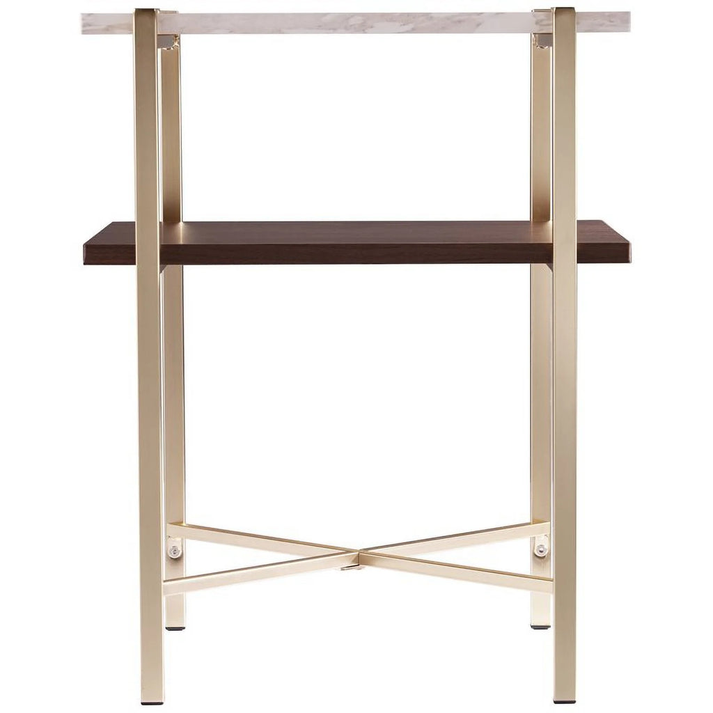 White Faux Marble Top End Table V95513