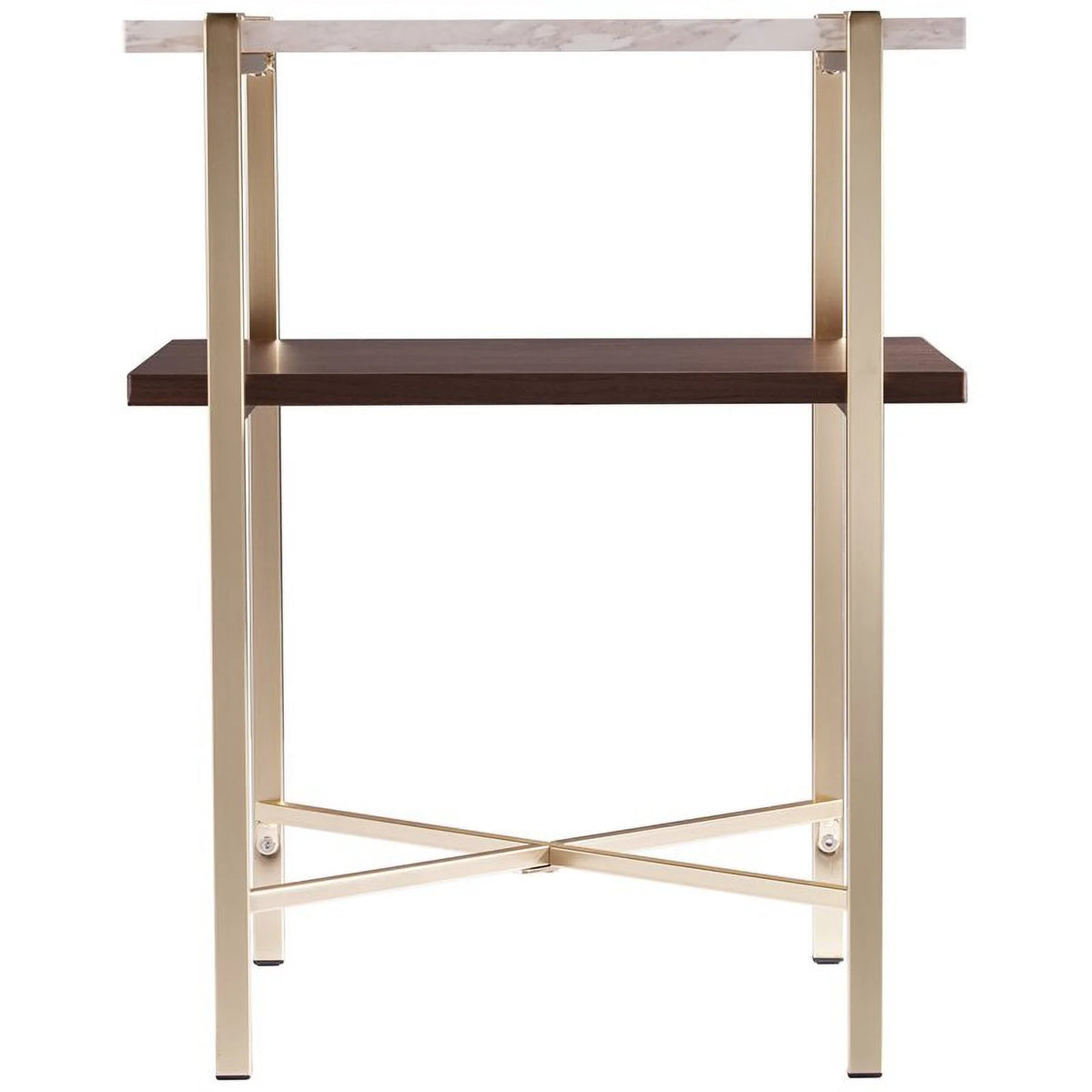 White Faux Marble Top End Table V95513