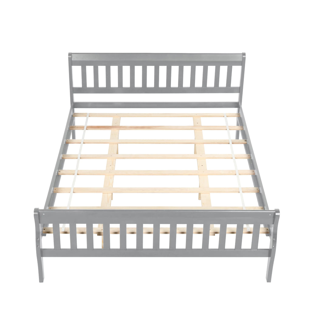 Queen Size Gray Wood Platform Bed Frame with Headboard F13032