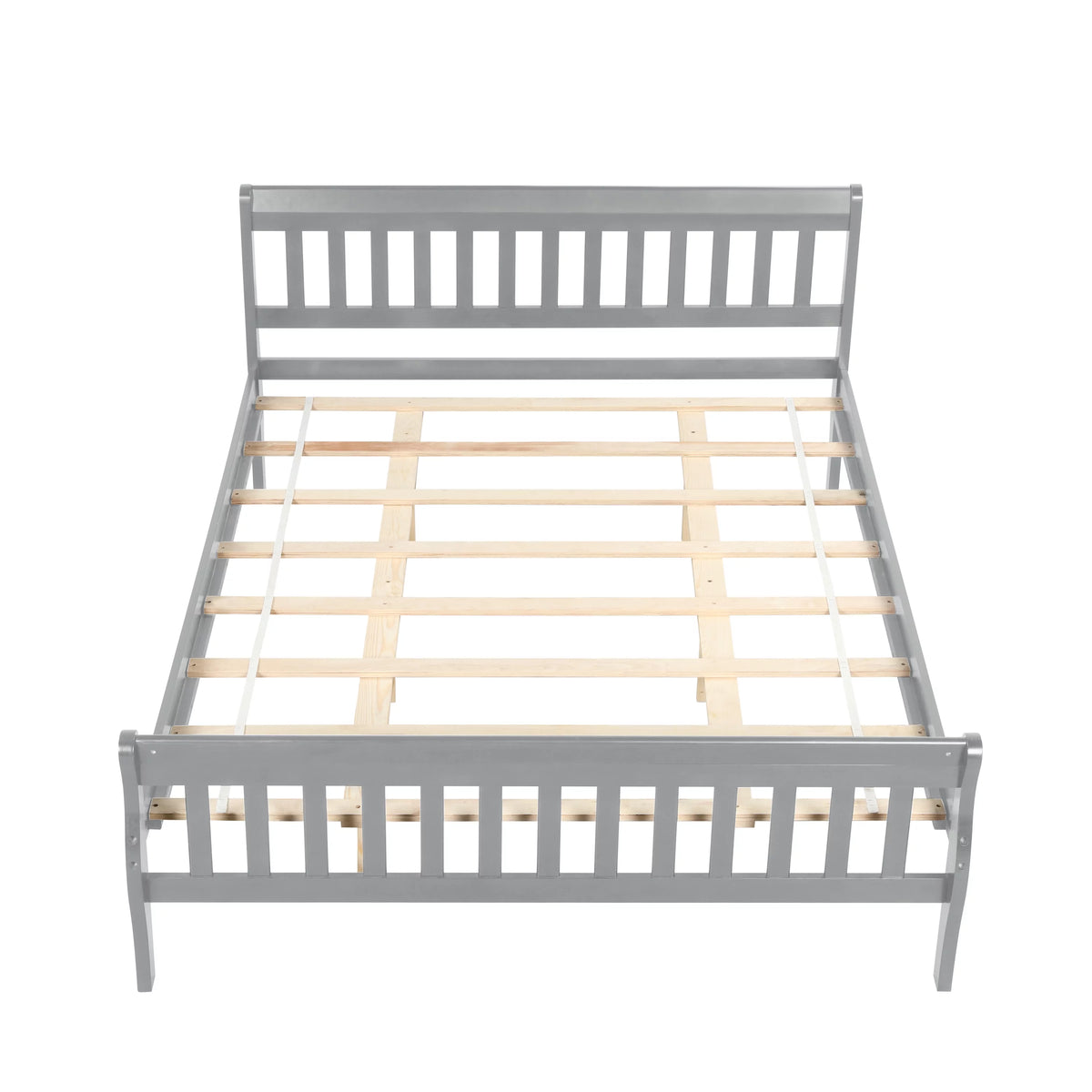 Queen Size Gray Wood Platform Bed Frame with Headboard F13032