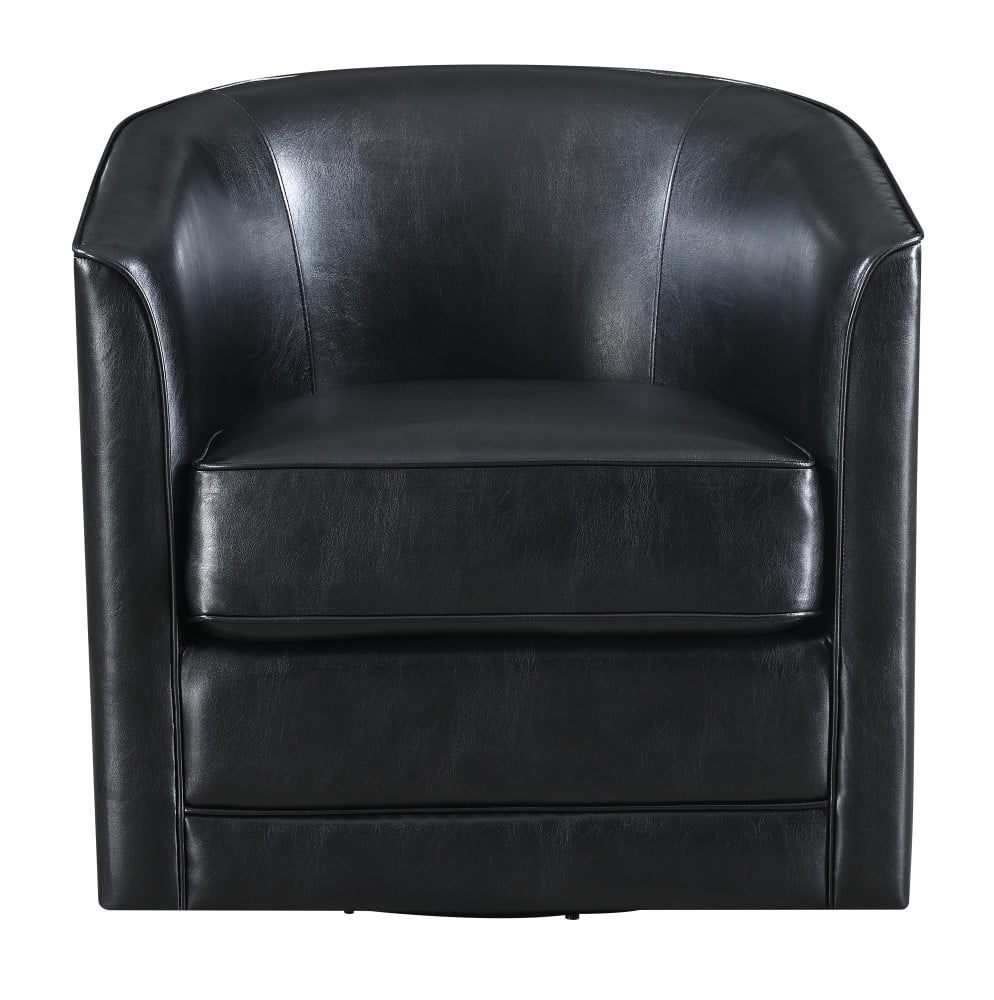 Black Faux Leather Swivel Accent Chair F764