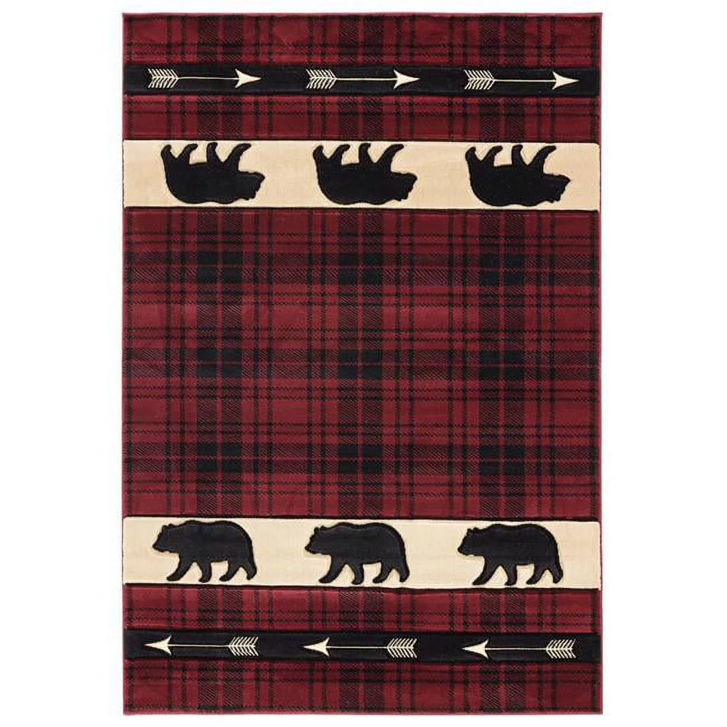 Burgundy Plaid 5' 3" x 7' 6" Rectangle Area Rug F269938