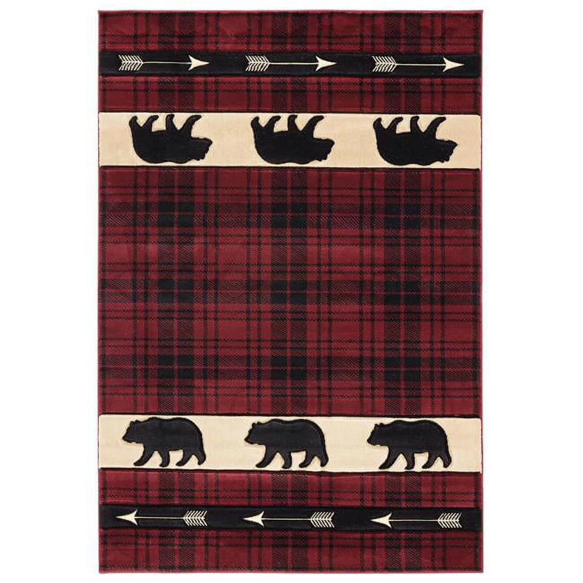 Burgundy Plaid 5' 3" x 7' 6" Rectangle Area Rug F269938