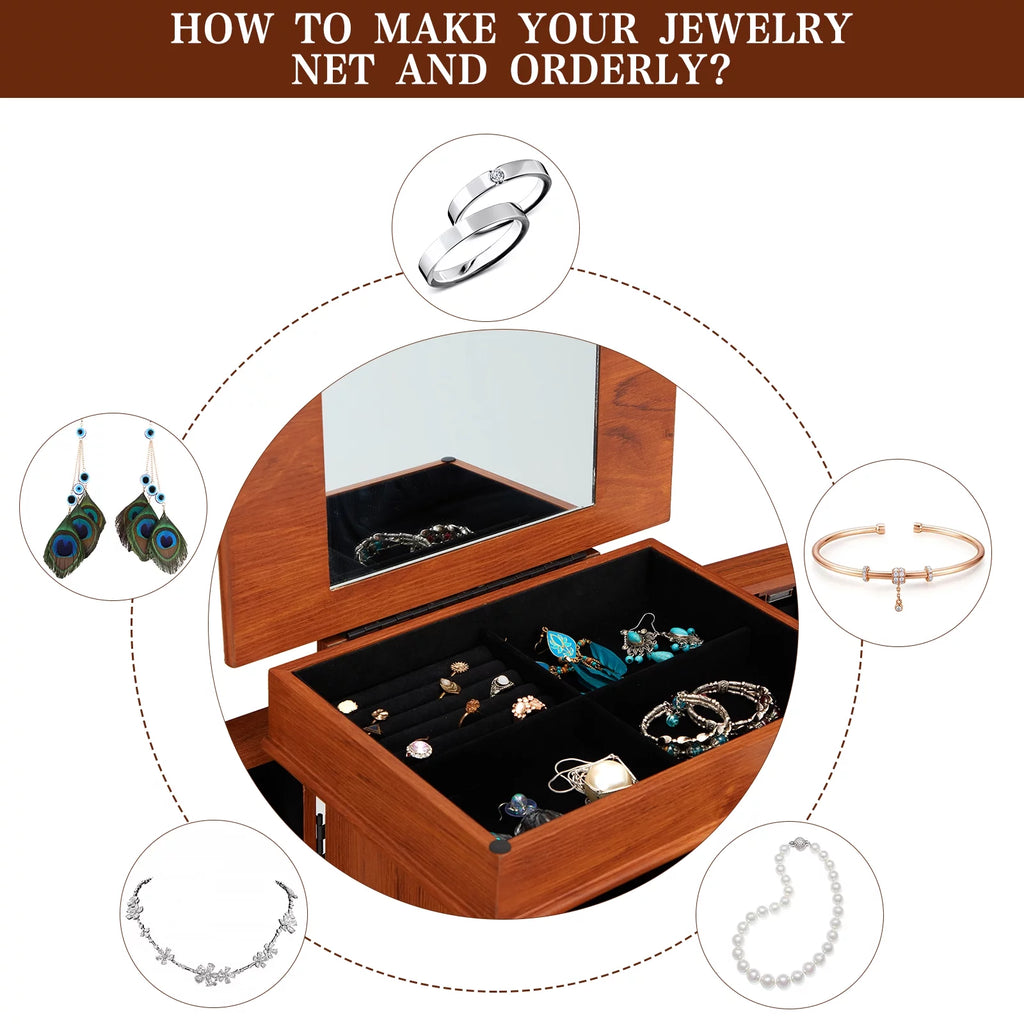 Jewelry Cabinet Armoire & Storage Organizer 5 Drawers A309077