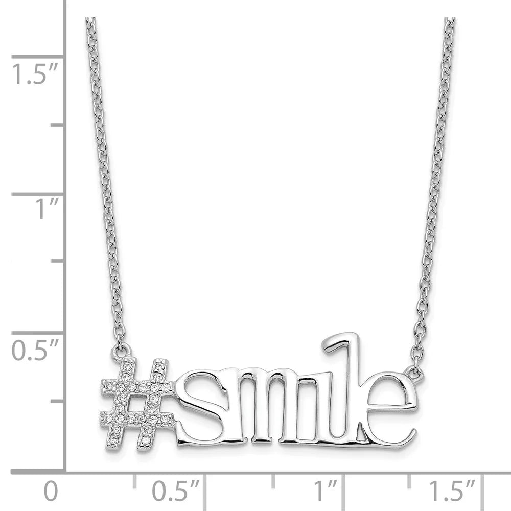 18 inch Sterling Silver Cable Necklace with CZ Pendants X5409