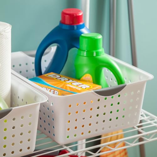 6-Pack White Plastic Storage Basket J156954