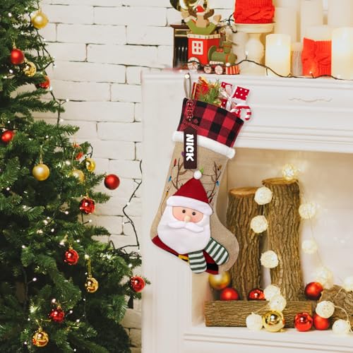 Red Black Buffalo Plaid Christmas Stocking with Faux Fur Cuff Q37125
