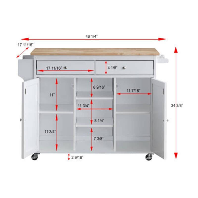 Kitchen Island Storage Cart with Natural Finish Top Z2580