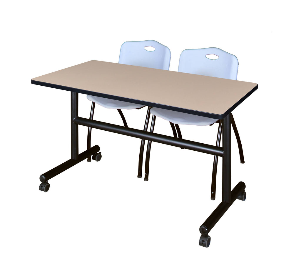 60x22 Flip Top Mobile Training Table with 2 Stack Chairs T75660