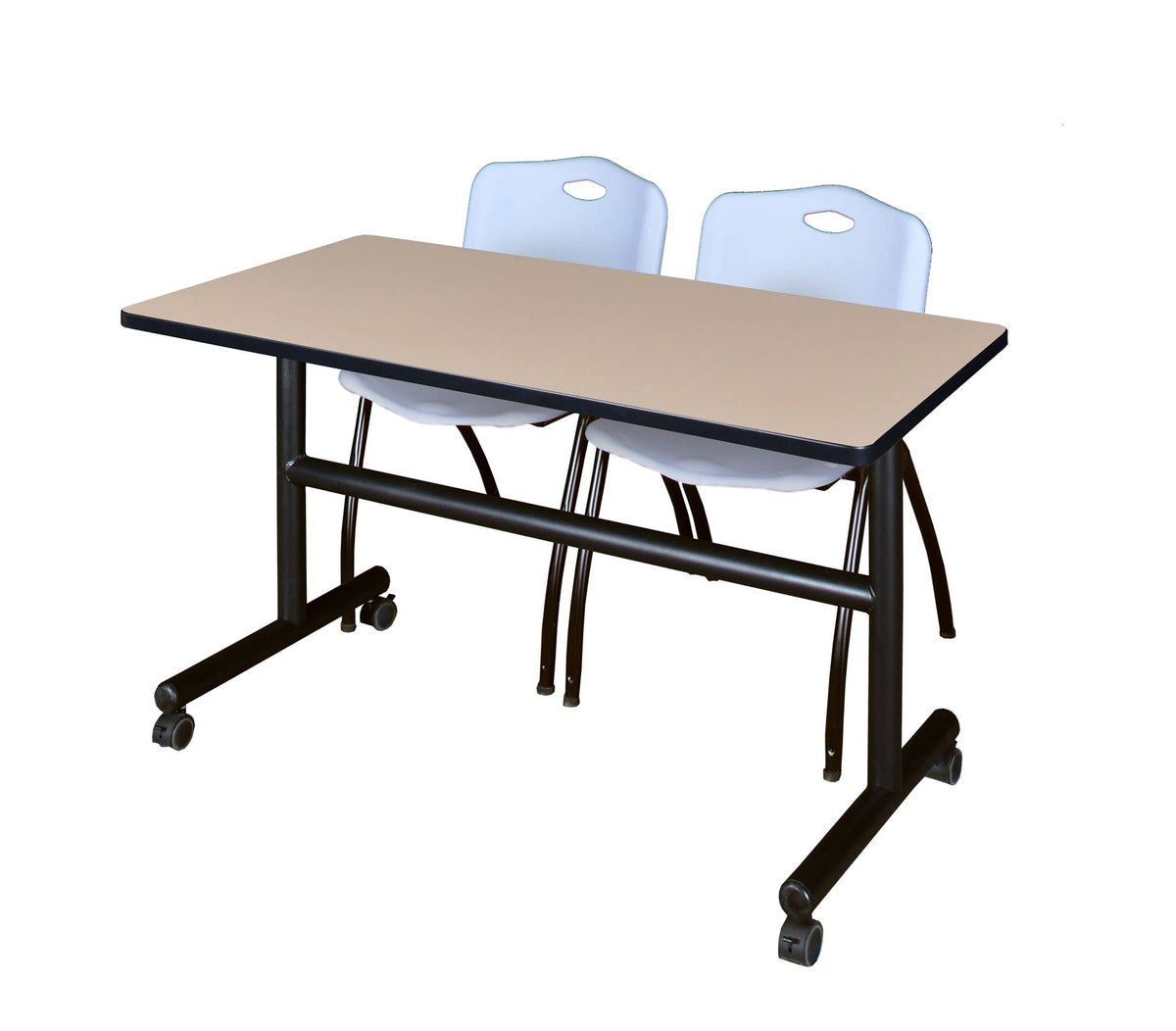 60x22 Flip Top Mobile Training Table with 2 Stack Chairs T75660
