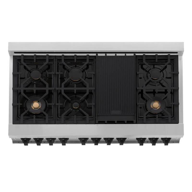 48 in. 7 Burner Double Oven Dual Fuel Range in Stainless Steel and Matte Black B56263