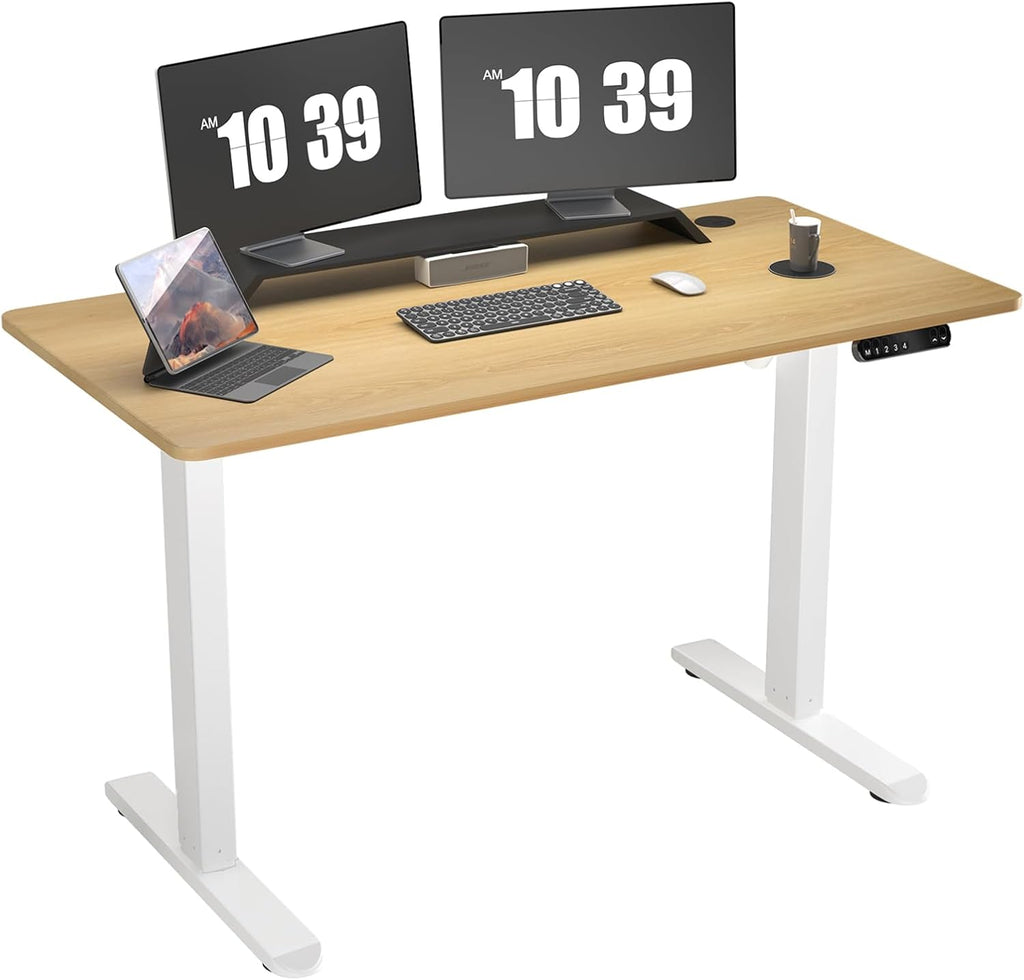Electric Standing Desk 48 x 24 Inch Adjustable Height Desk with 4 Memory Presets (Maple) Q8728