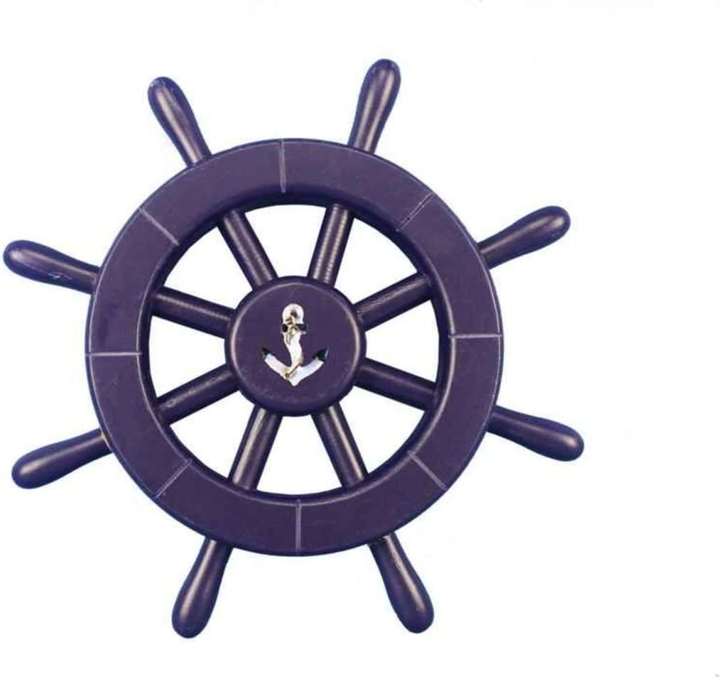 Rustic White Decorative Ship Wheel with Anchor 18 N3517