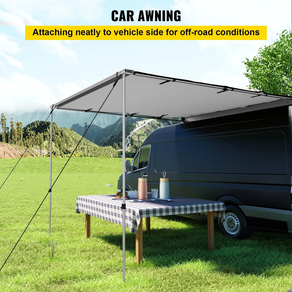 Retractable Waterproof SUV Rooftop Car Awning Grey 7.6'x8.2' T896