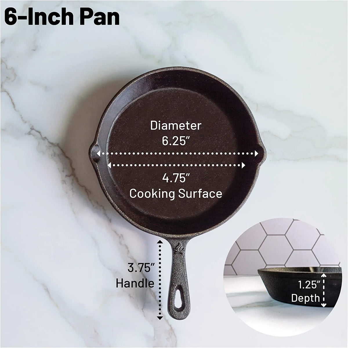 6-1/2 Inch Pre-Seasoned Cast Iron Skillet U61751