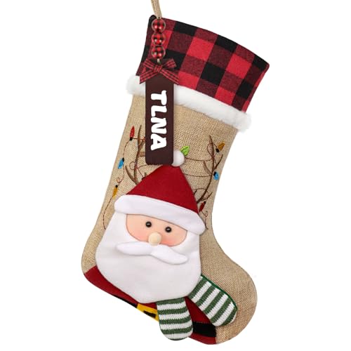 Red Black Buffalo Plaid Christmas Stocking with Faux Fur Cuff Q37125