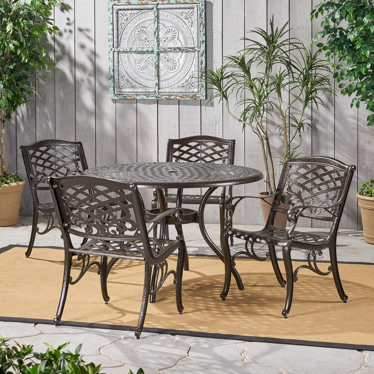 5-Pcs Cast Aluminum Outdoor Dining Set I651626