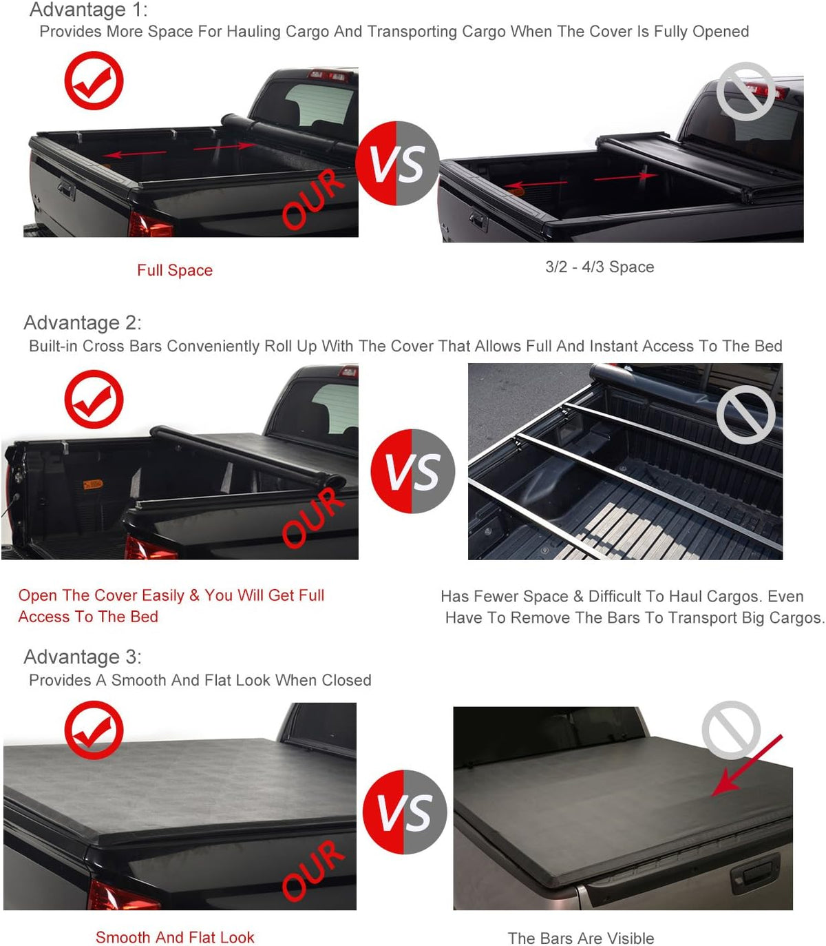 Lock & Roll up Soft Tonneau Cover Truck Bed T885193