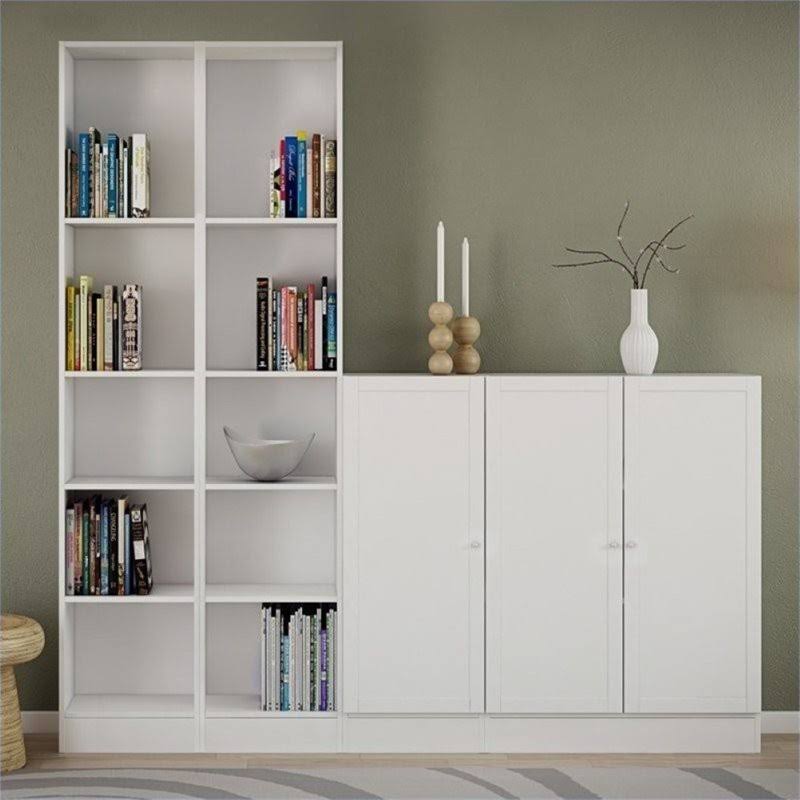 White 5 Shelf Narrow Bookcase K96415
