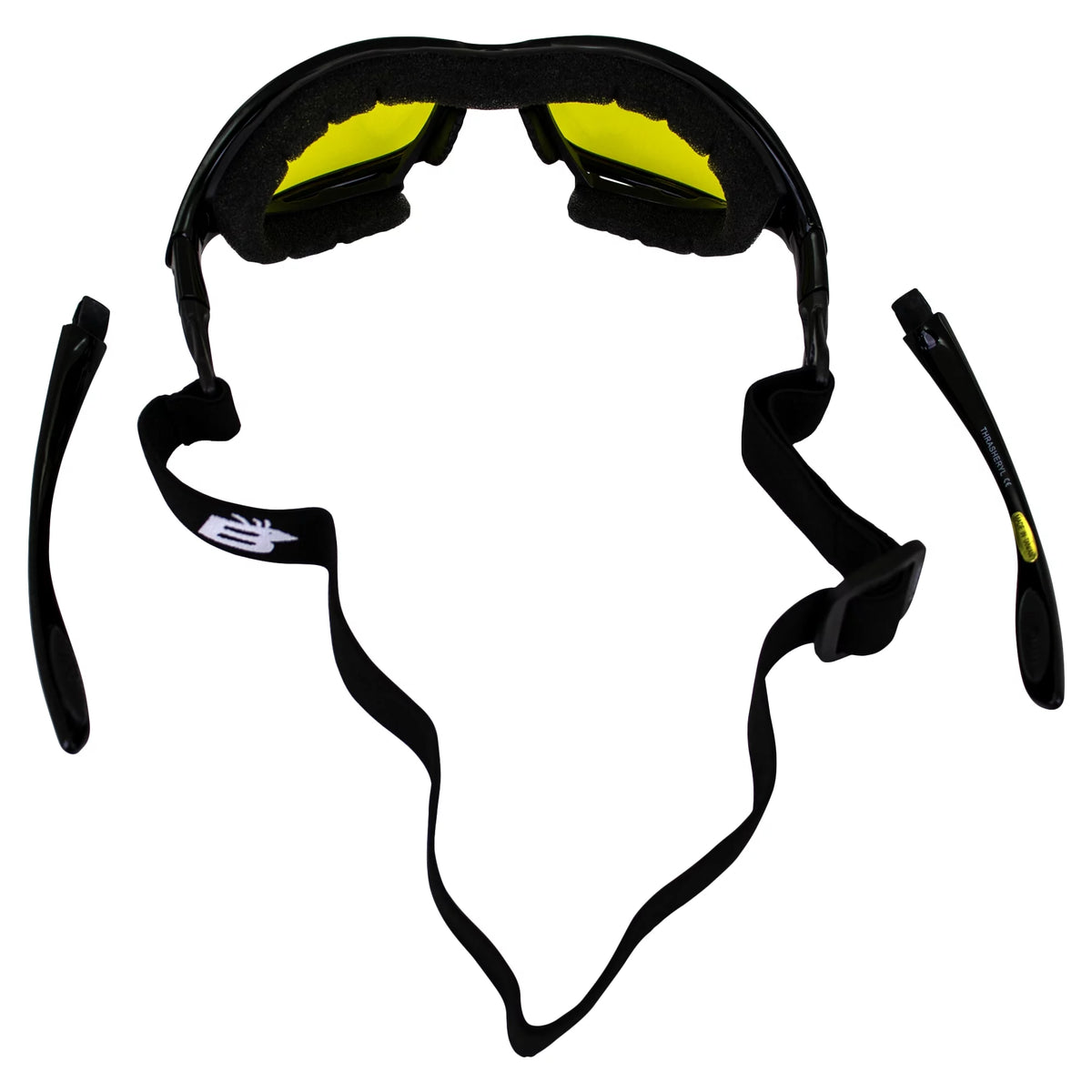 2 Pairs Padded Motorcycle Glasses Convertible to Goggles Shatterproof UV400 Black T15032